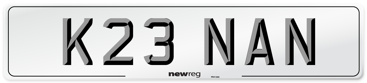 K23 NAN Number Plate from New Reg